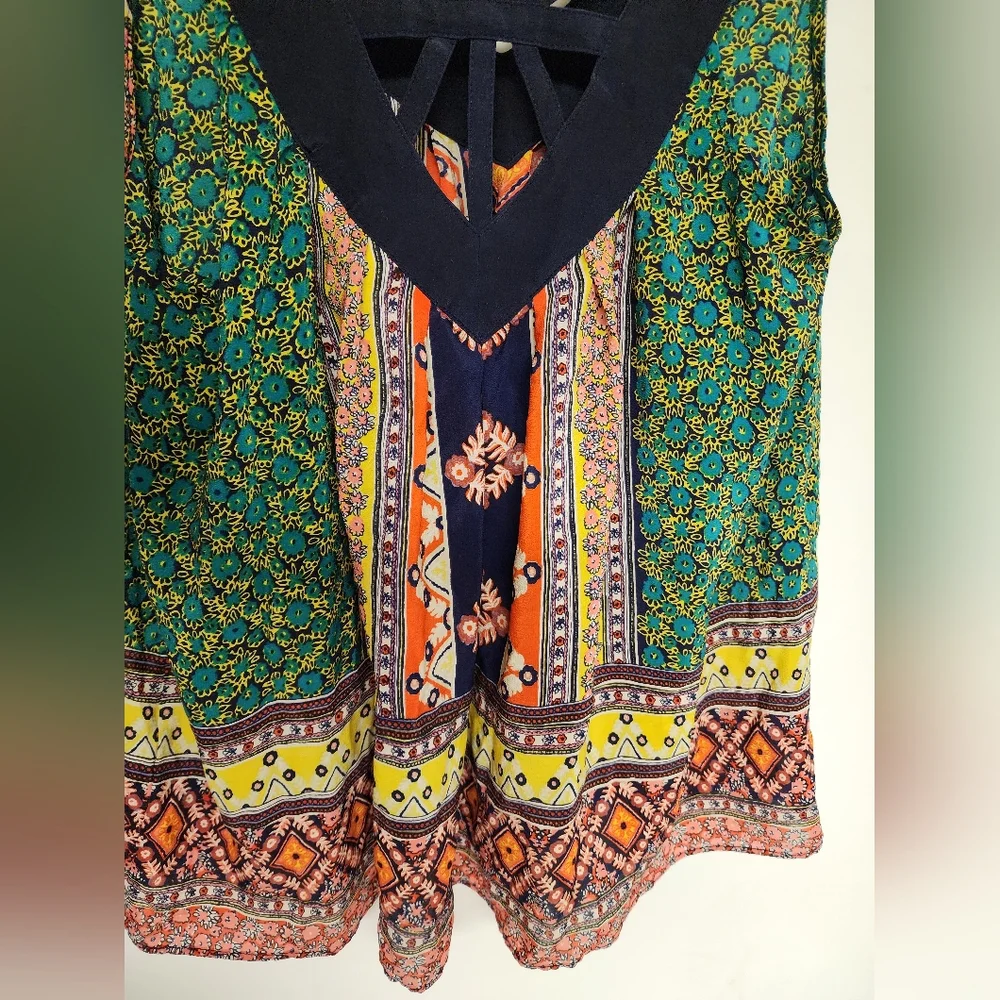 Anthropologie Maeve Sapelo 100% Silk, Scarf Print Boho Tank Sheer - Picture 7 of 10